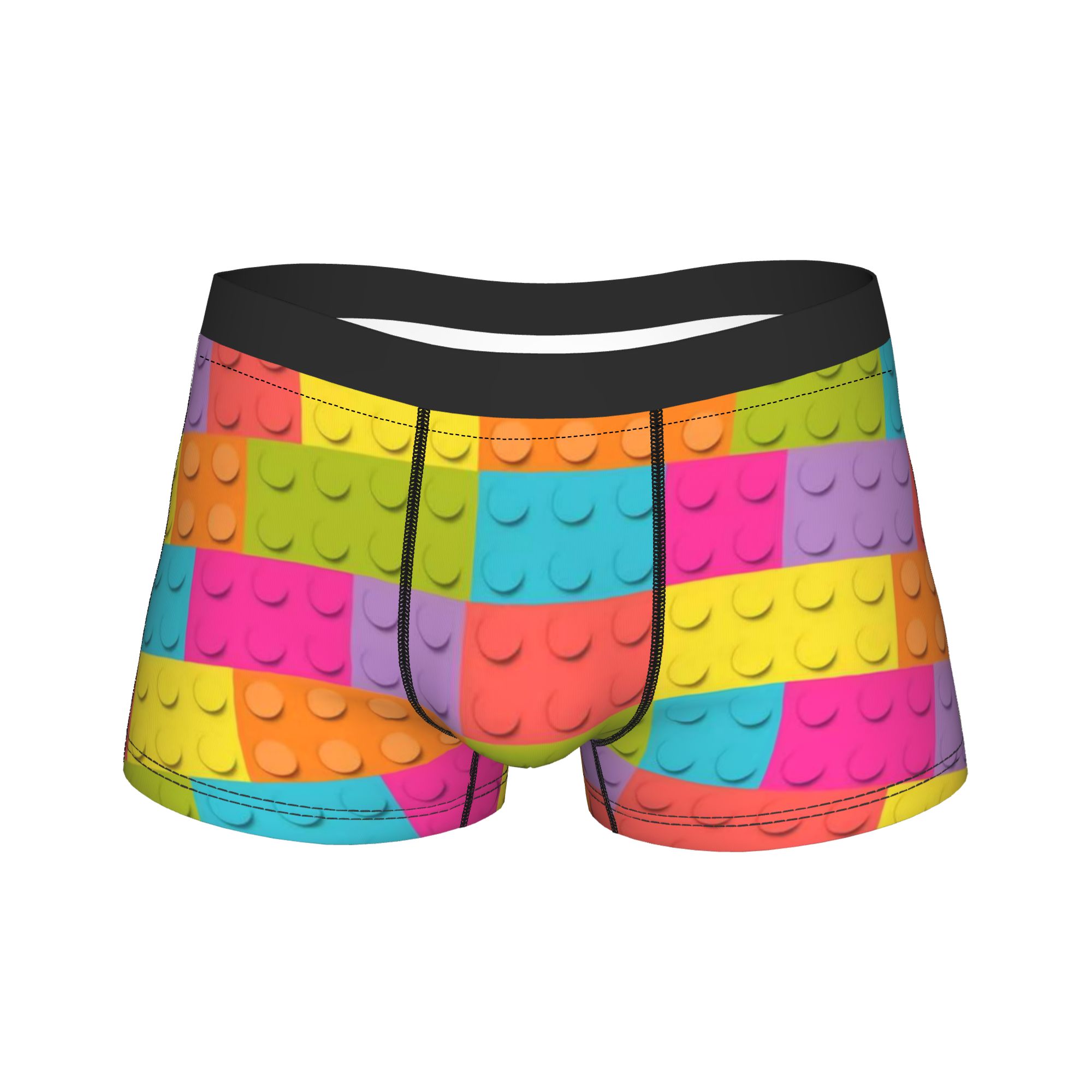 3D Printing Lego Bricks - Bunte Boxershorts mit Bausteinmuster, Legos-Textur, 3D-Beutel,